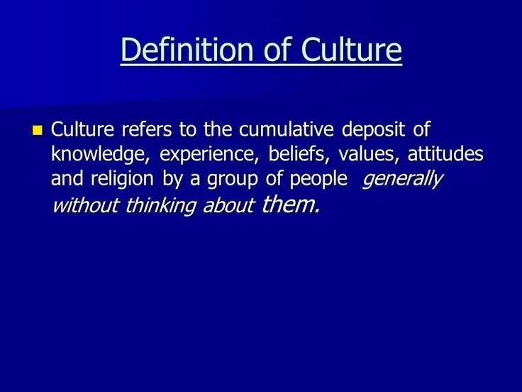 A blue screen with the words " definition of culture ".