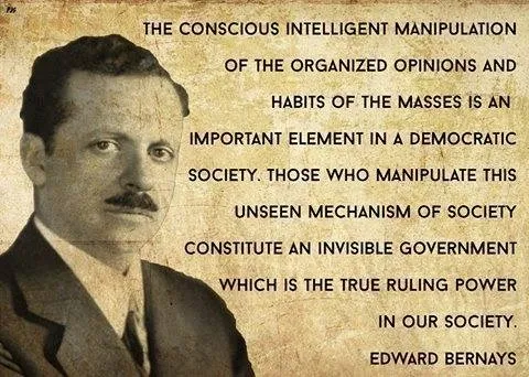 A picture of an old man with a quote by edward bernays.
